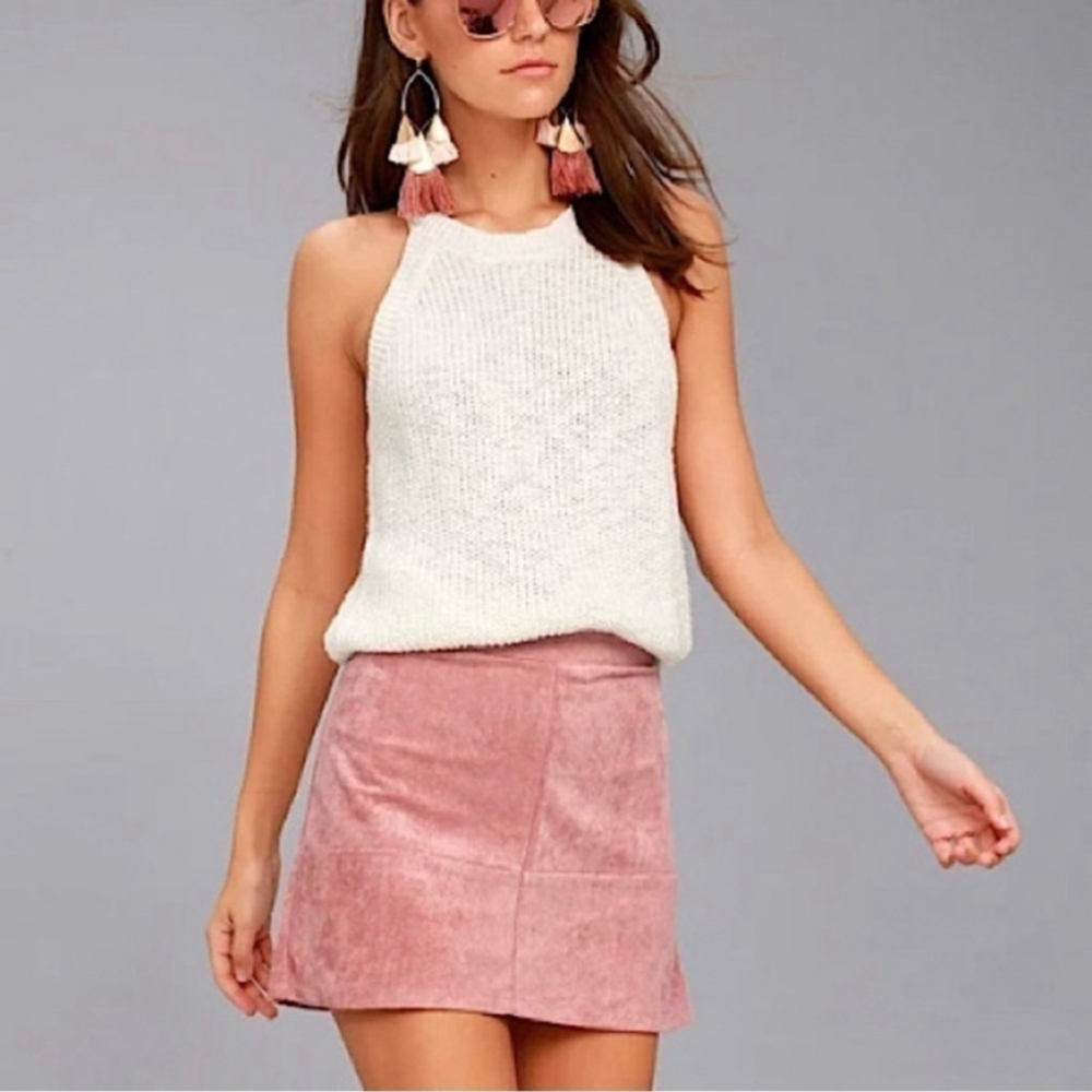 LULU'S Microfiber Suede Shenandoah Mauve Mini Skirt Size Medium